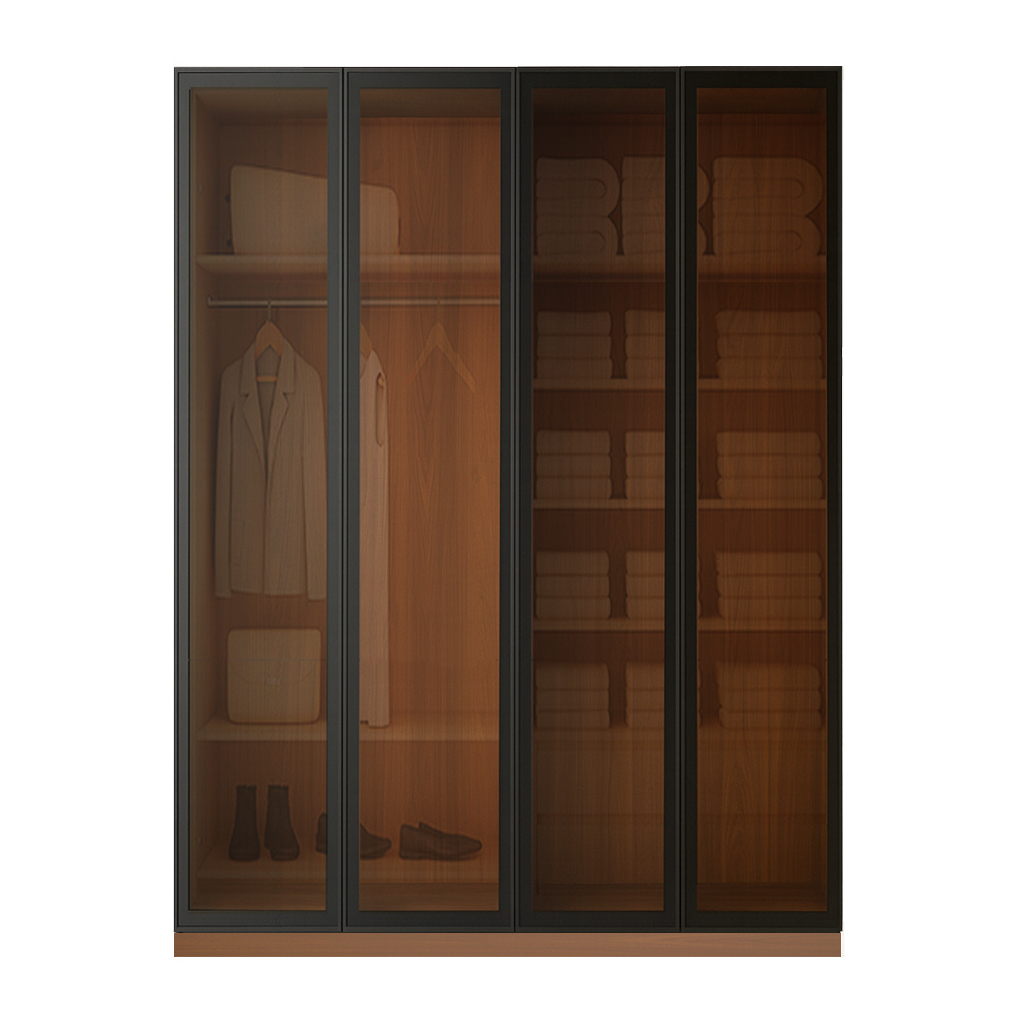 Beyla Glass and Metal Doors Hinged Wardrobe 10
