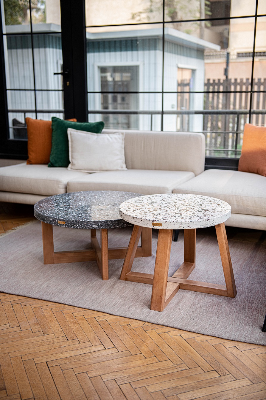 Babi Coffee Table -  Cast Stone Top and Solid Wood Base 19