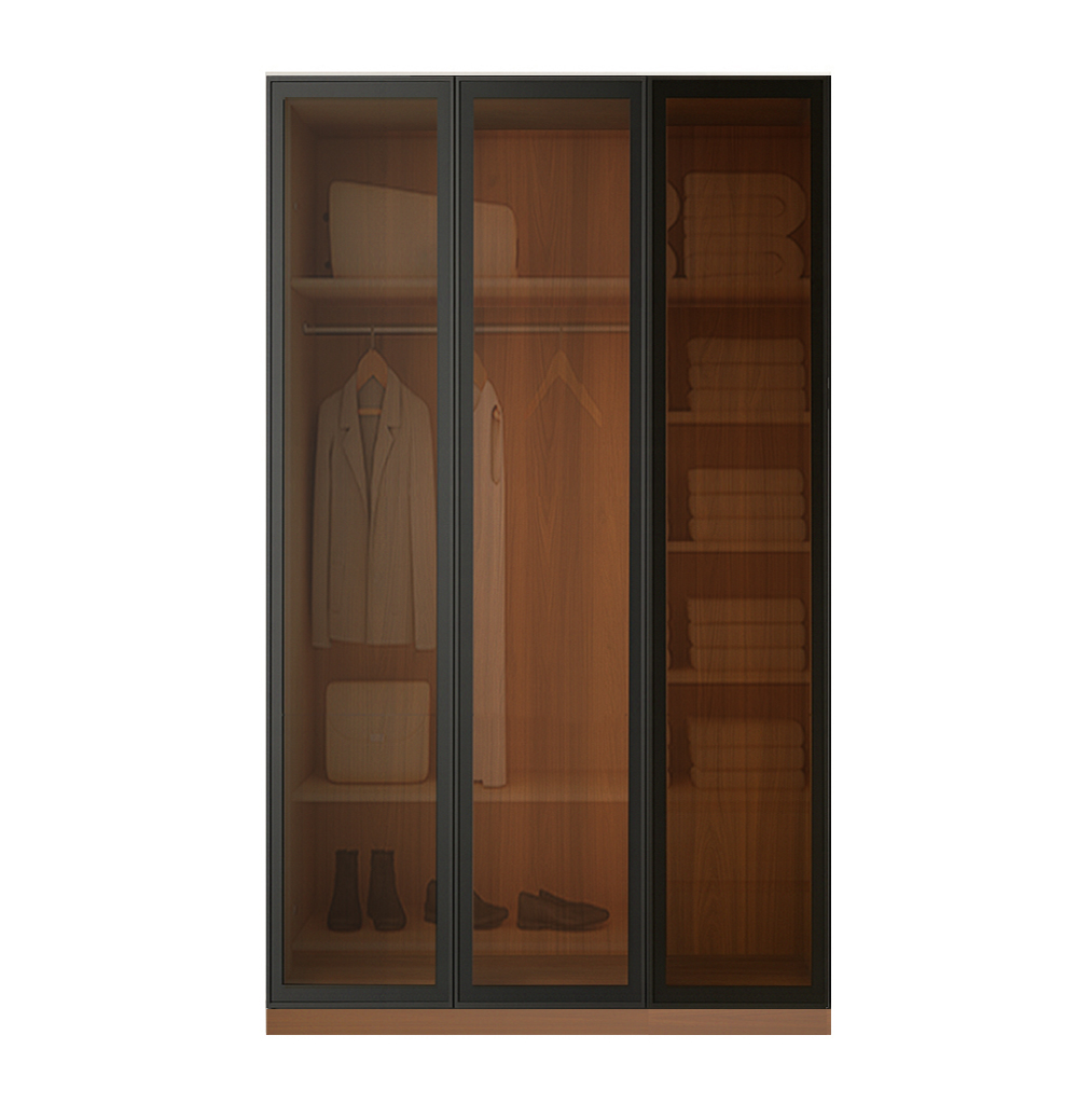 Beyla Glass and Metal Doors Hinged Wardrobe 5