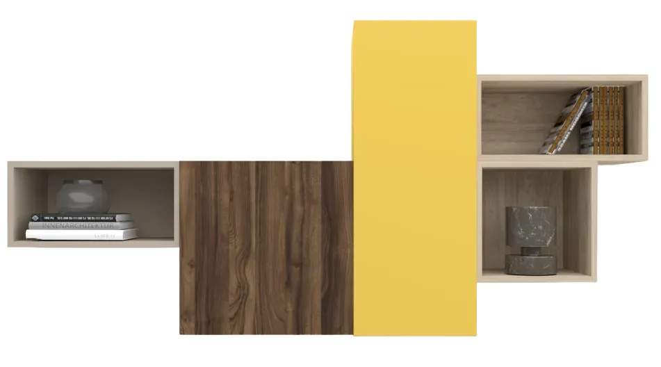 Cube Wall Unit with Open & Closed Storage Spaces