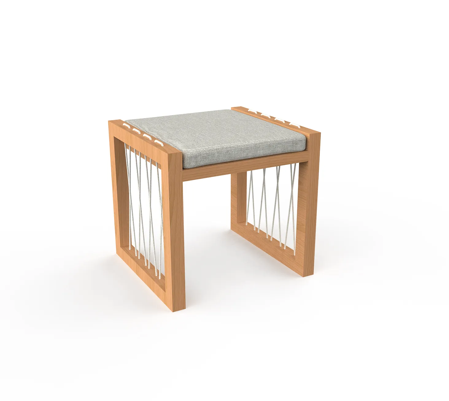 Clay Ottoman - Beech Wood & Linen