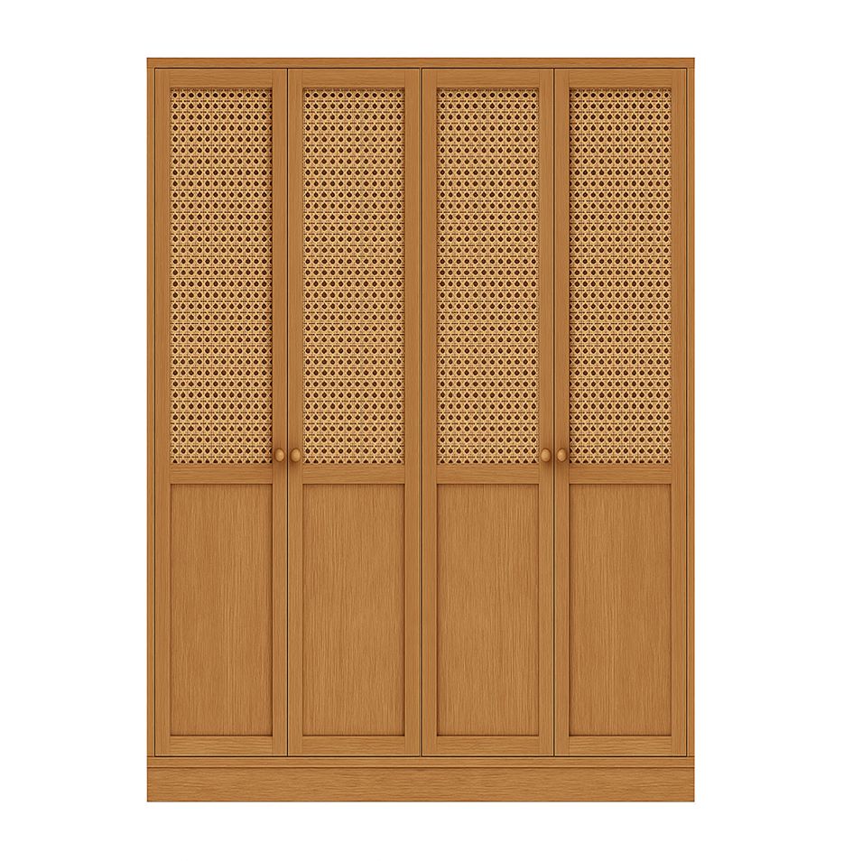 Glow Veneer Hinged Cane Wardrobe 13