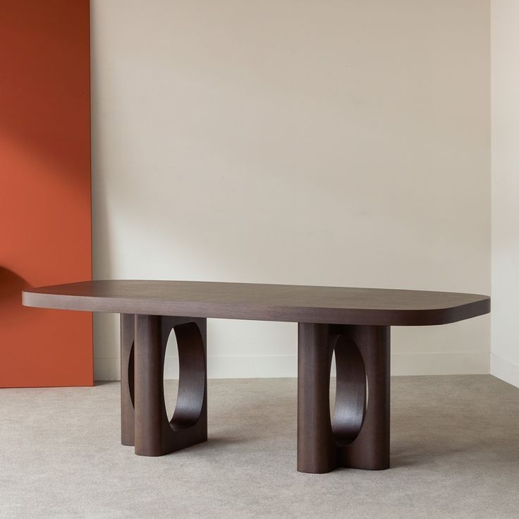 Timber Oval Dining Table With Sculptural Base 2