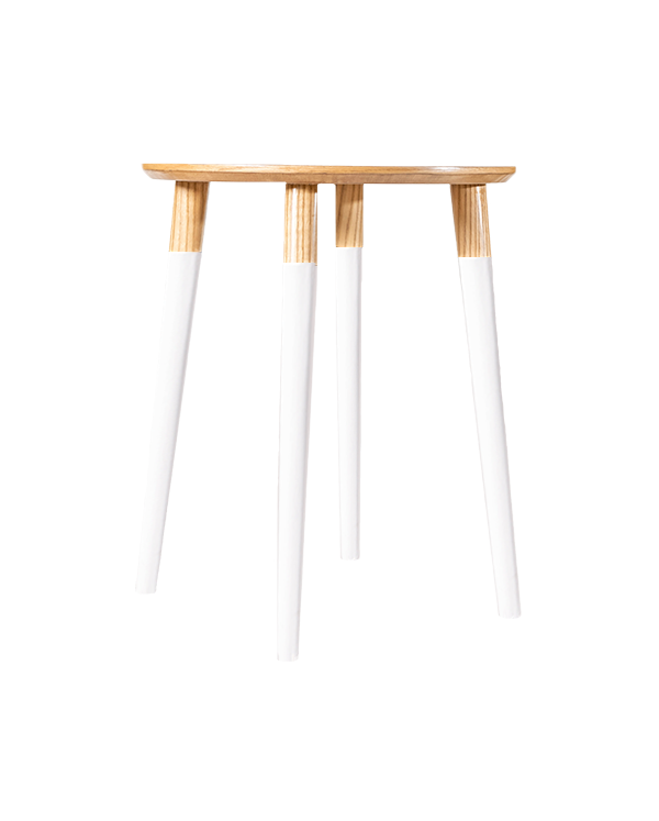 Basic Side Table Colored Legs - Oak Veneer - Round Design 3