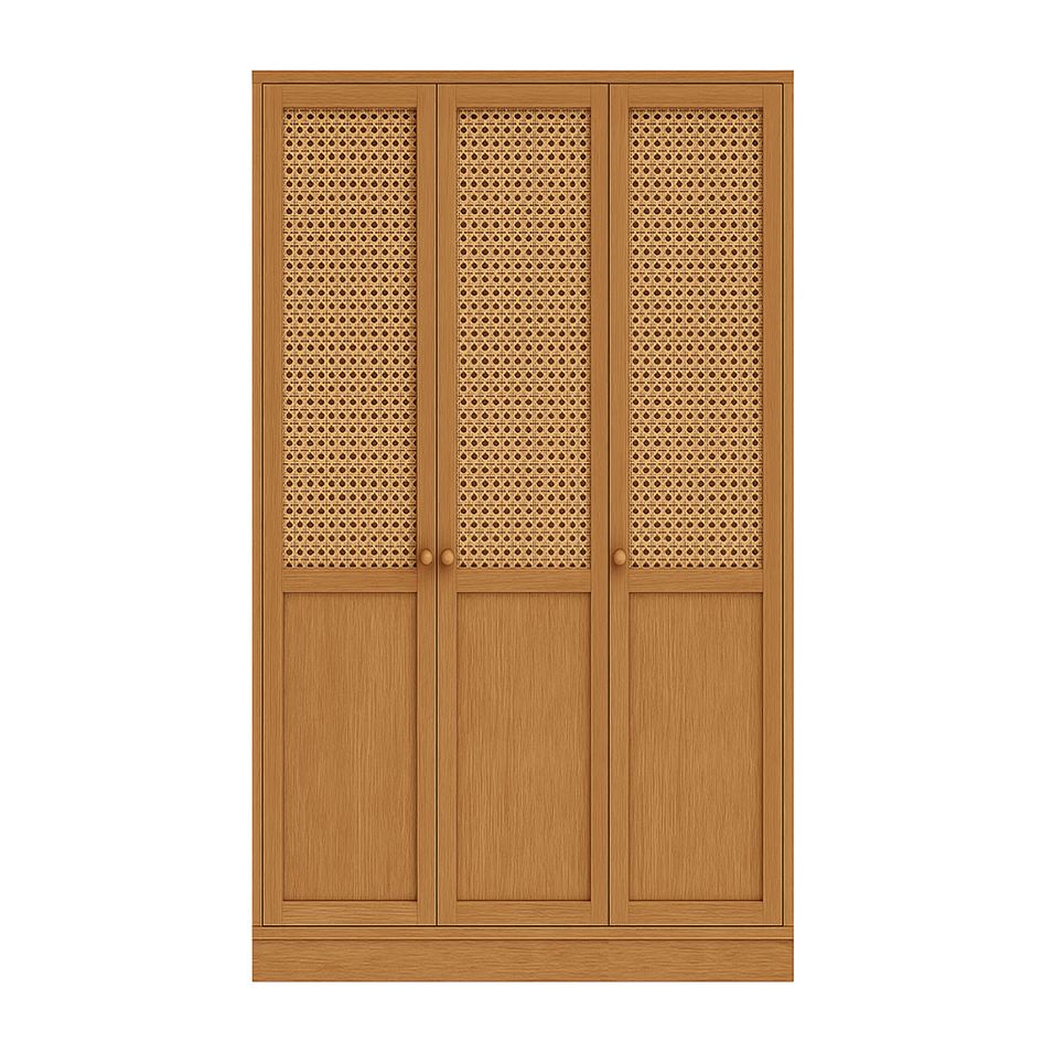 Glow Veneer Hinged Cane Wardrobe 11
