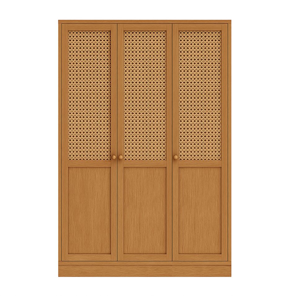 Glow Veneer Hinged Cane Wardrobe 12
