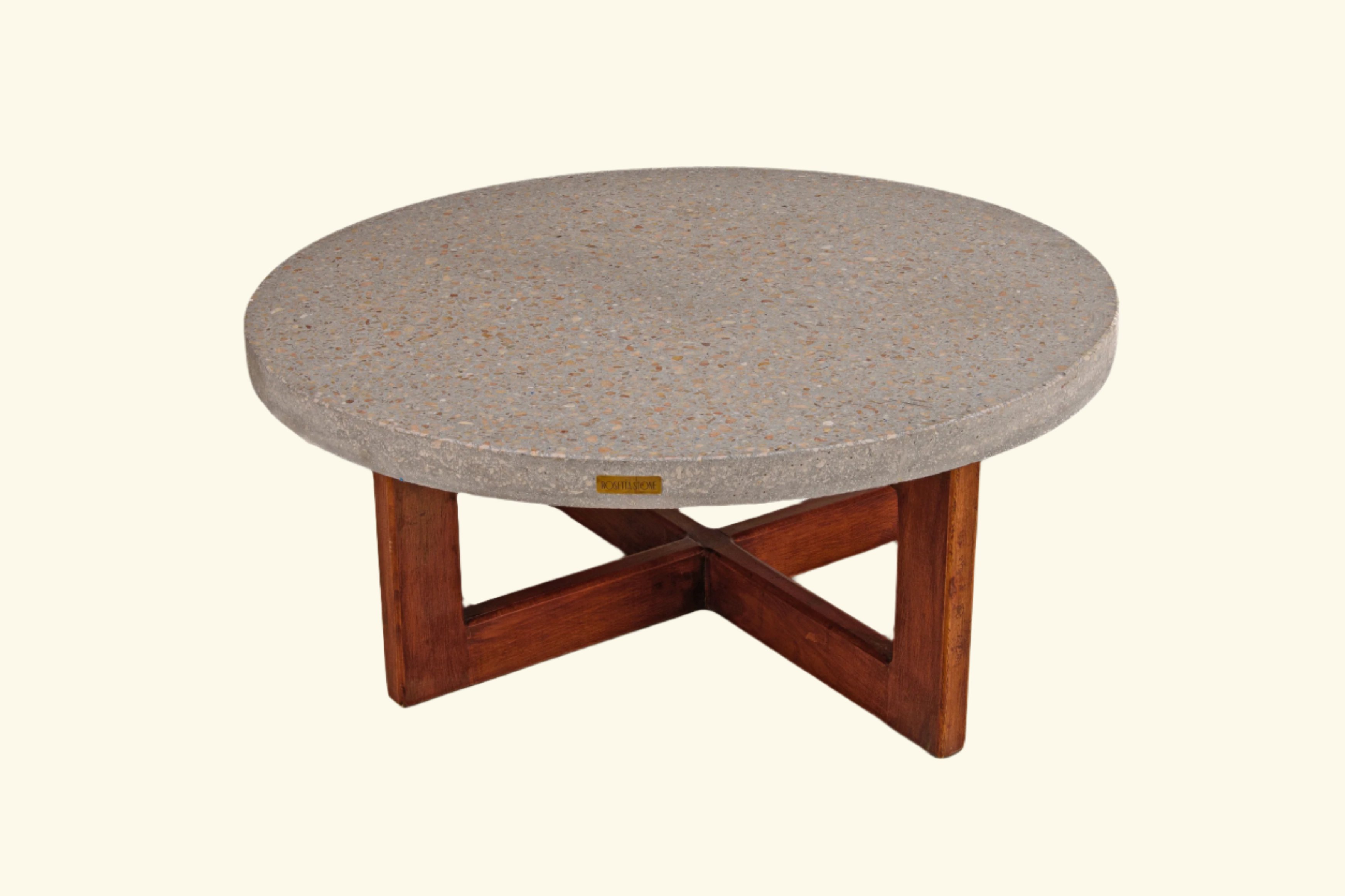 Babi Coffee Table -  Cast Stone Top and Solid Wood Base 16