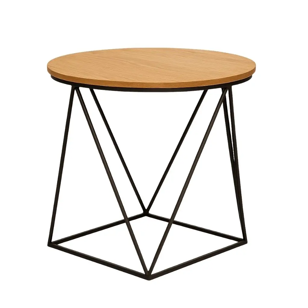 Sama Small Round Coffee Table With Metal Legs 3