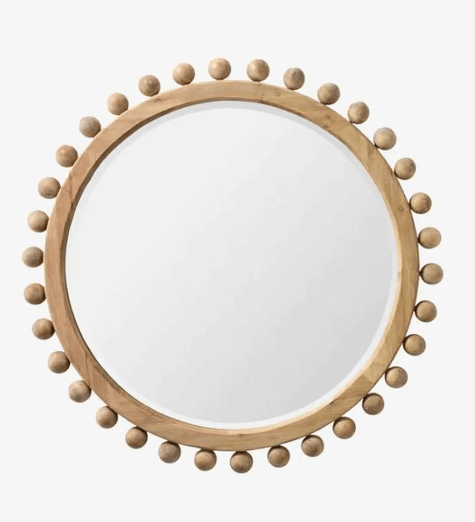 Kholkhal Boho Chic Round Mirror With Wooden Beaded Frame 1