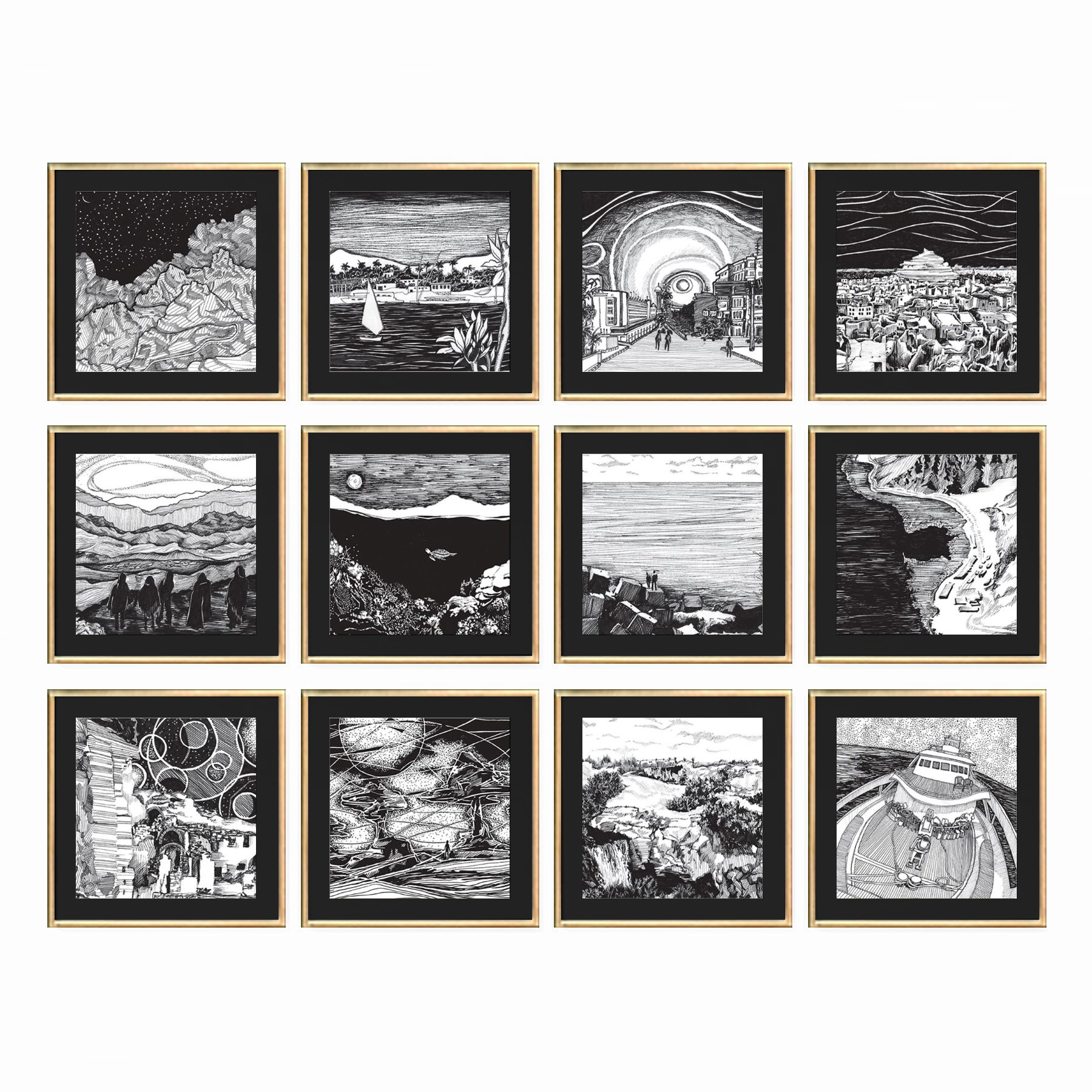 Egypt in Monochrome Set of 12 4
