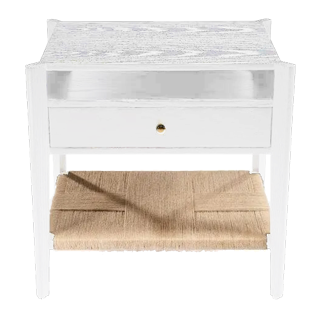 Le Noir Nightstand - Solid Oak With Woven ropes  Shelf