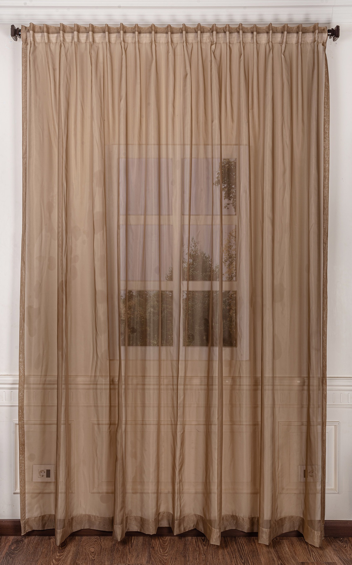 Groovit Plain colored voile sheer Curtains Color greige-1Panel 300cmX280cm 1