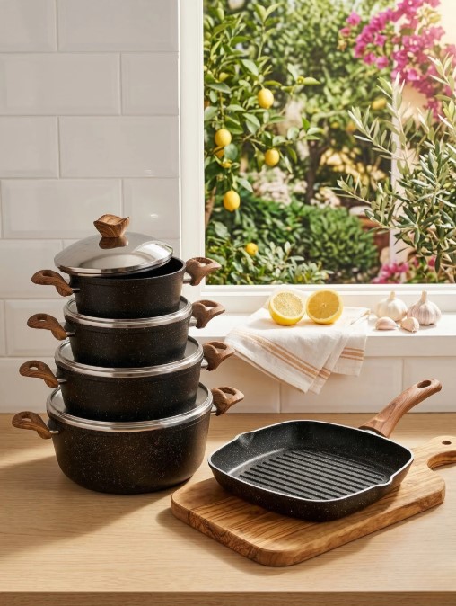 9-Pieces Terynova Granite Cookware Set