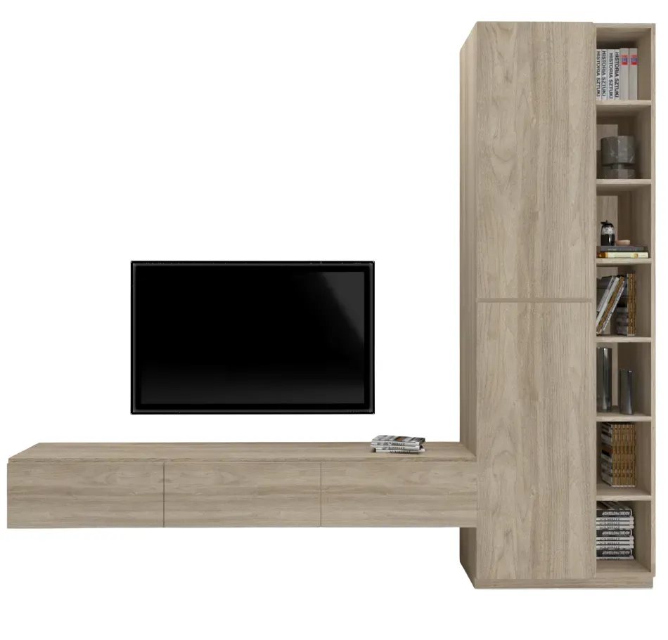Timeless TV Unit With Integrated Bookshelf and Storage