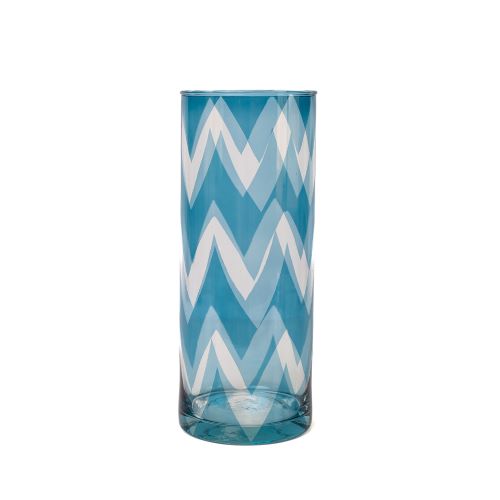 Sky Blue Chevron Vase 3
