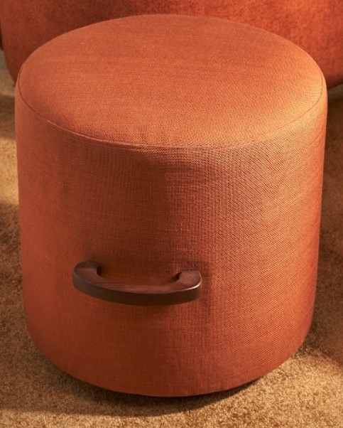 Case Pouf - Upholstered With Wooden Handle 7 Base - Round 1