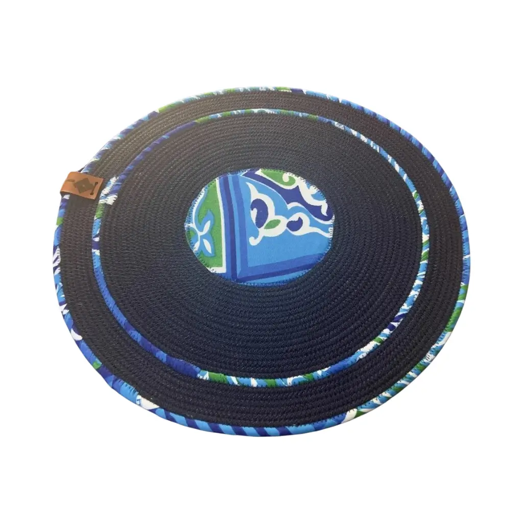 Ramadan Round Placemat – With Blue Khayamiya 2