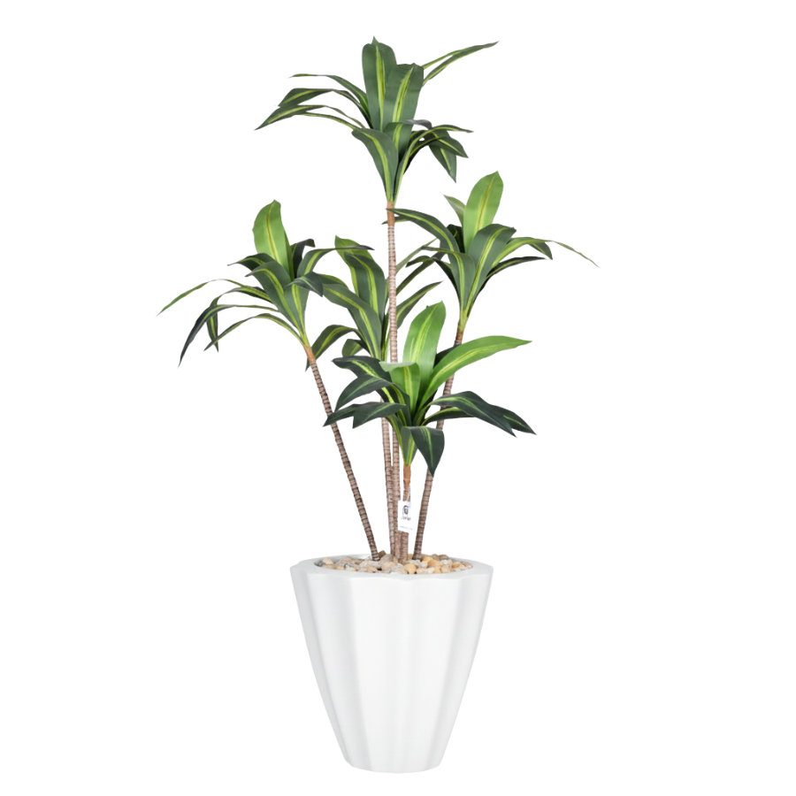 Artificial Dracaena Marginata in Terrazzo Planter