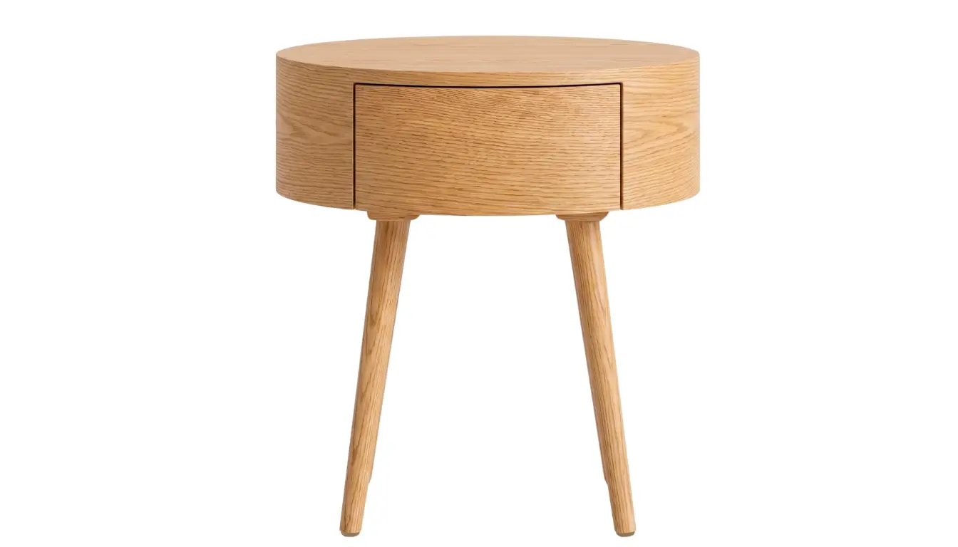 Maple Night Table - Round Design - Sturdy Wood
