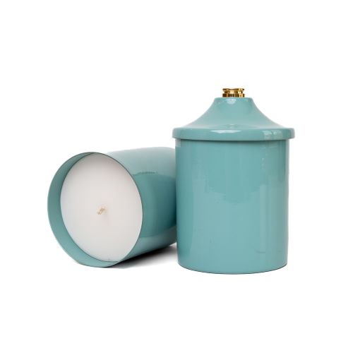 Warm Vanilla Scented Candle Jar in Tiffany Blue 1