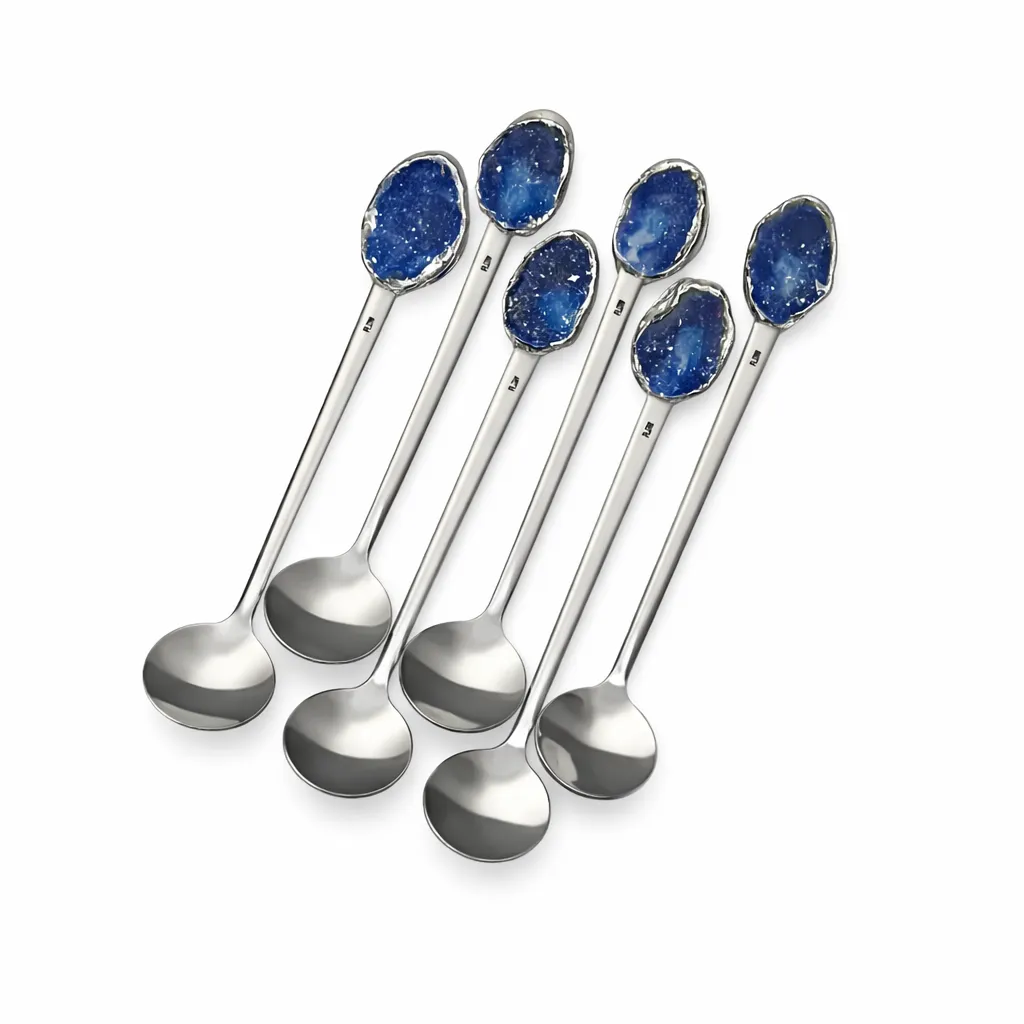 Blue Silver Stainless Steel Teaspoons