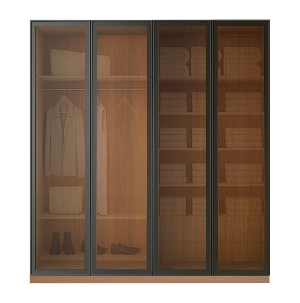 Beyla Glass and Metal Doors Hinged Wardrobe 13