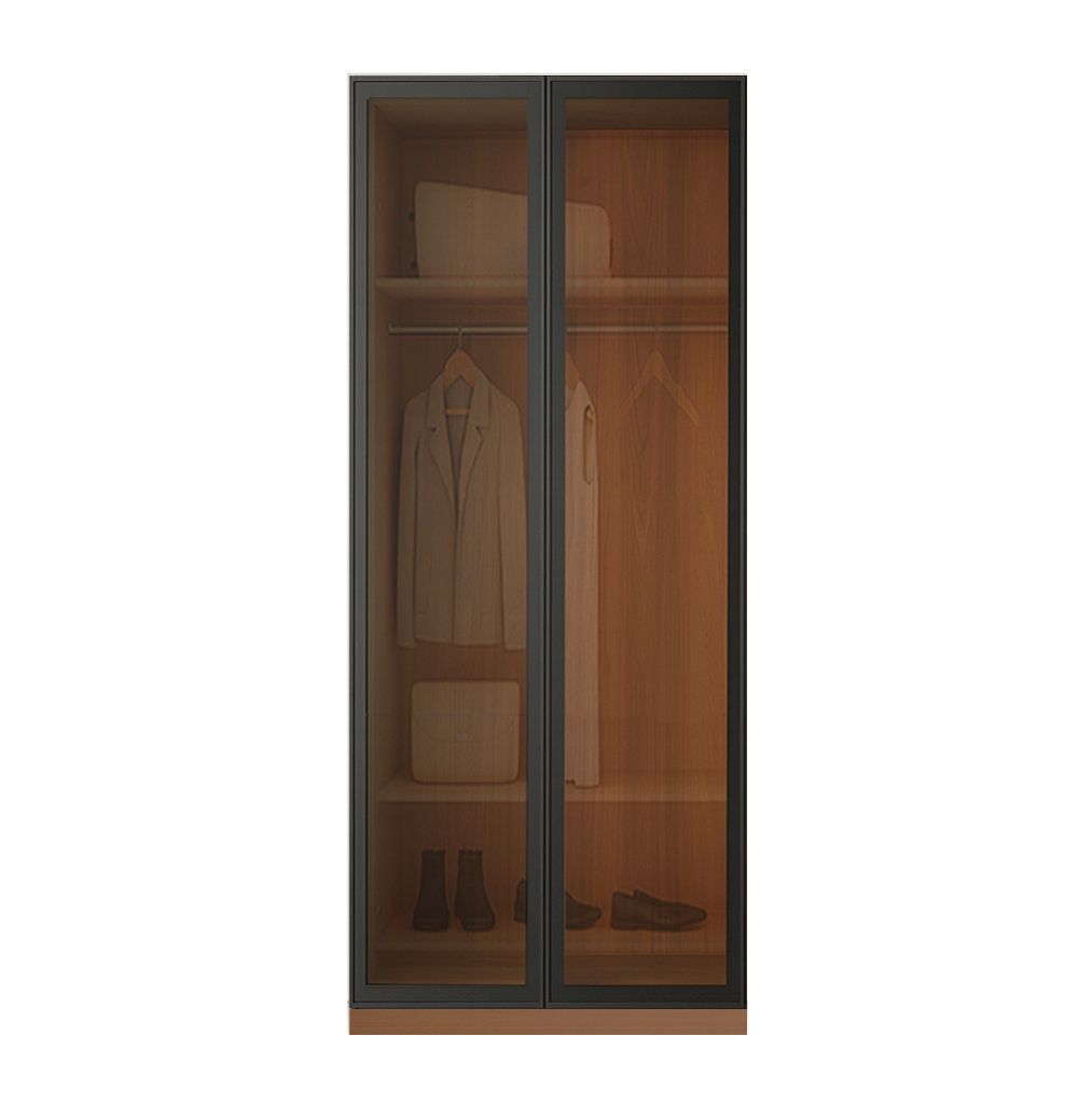 Beyla Glass and Metal Doors Hinged Wardrobe 2