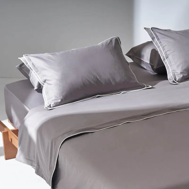 Grey Duvet Cover - Double Piping - Sateen - King 2