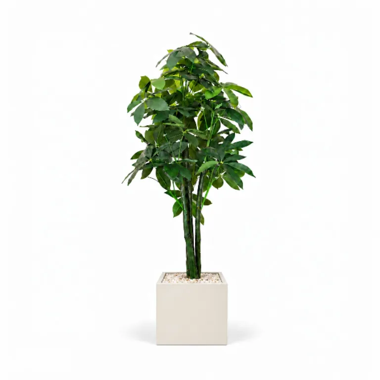 Realistic Artificial Money Tree In Cube Pot