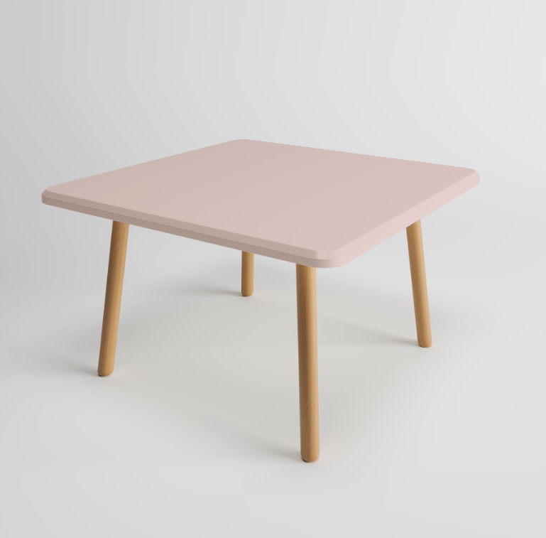Square Table In Beech\Pine Wood With Slanted Legs