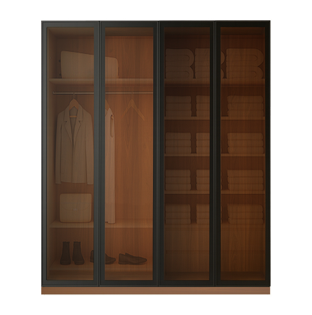 Beyla Glass and Metal Doors Hinged Wardrobe 12