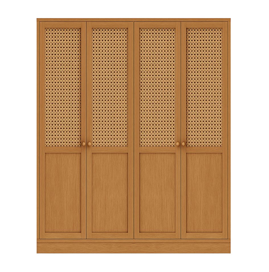 Glow Veneer Hinged Cane Wardrobe 14