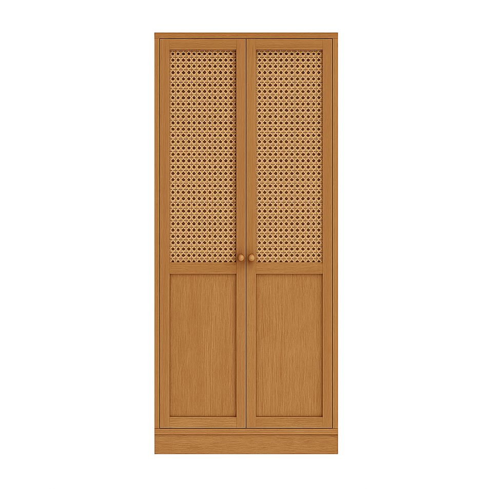 Glow Veneer Hinged Cane Wardrobe 9