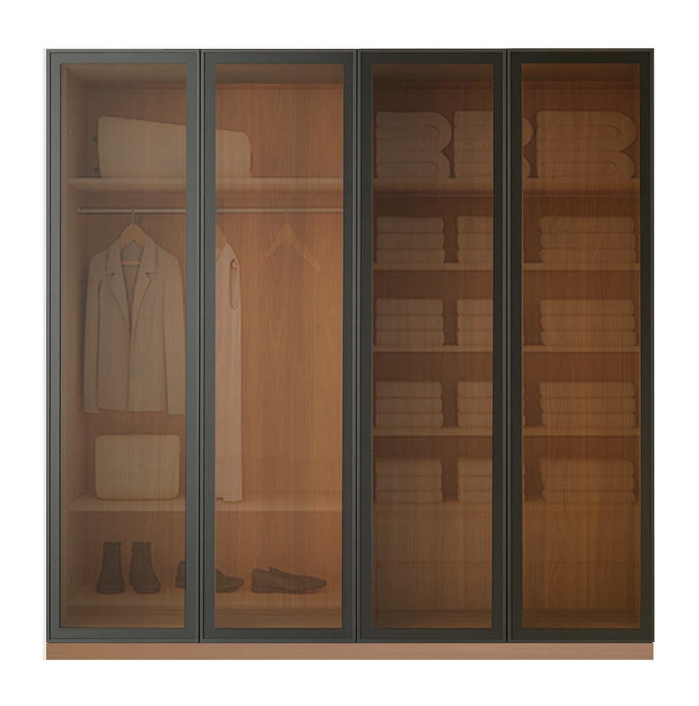 Beyla Glass and Metal Doors Hinged Wardrobe 15