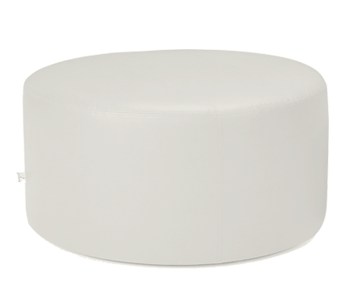 Round Leather Pouf With Premium Upholstery