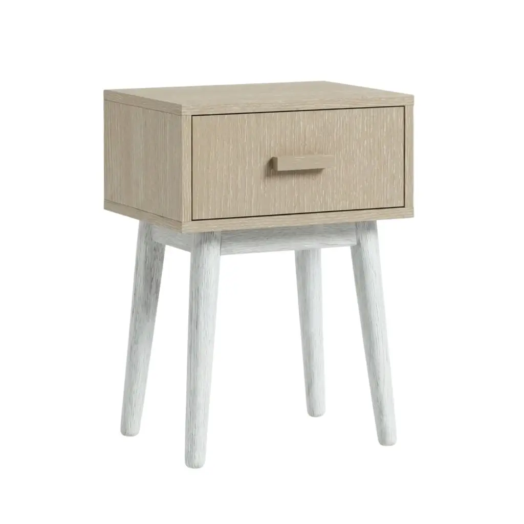 Alba Bedside Table With 1 Drawer & Slanted Legs 28