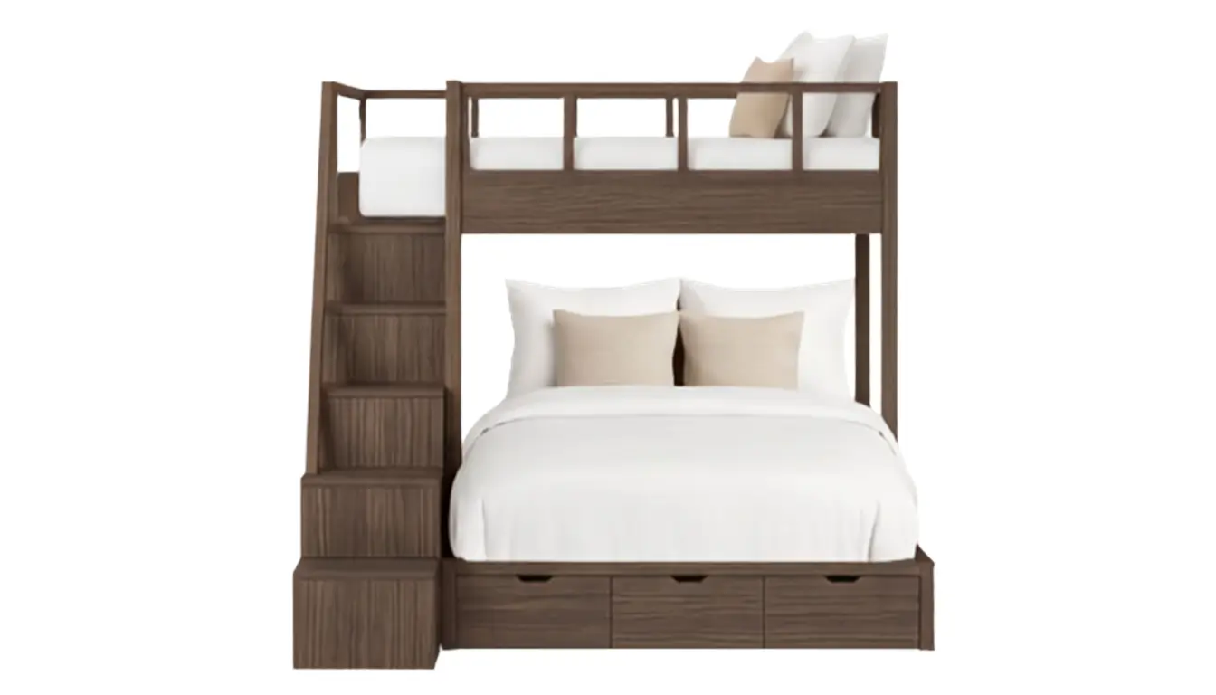 Cloudy Bunk Bed With Perpendicular Beds And Built-in Storage