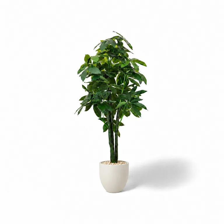 Potted Artificial Money Tree In Curve Pot
