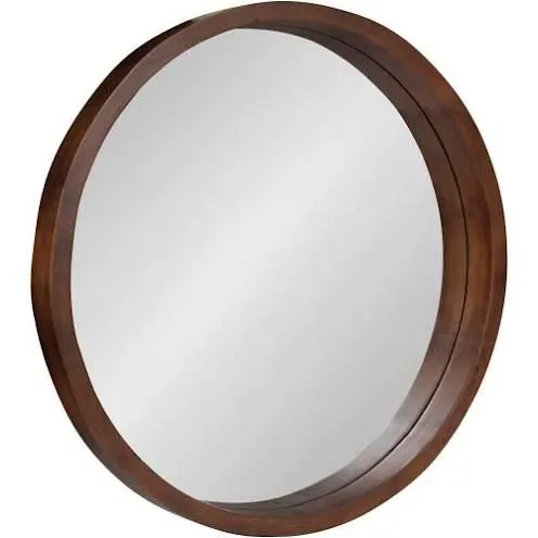 Katy Modern Round Mirror – Sleek Wooden Frame