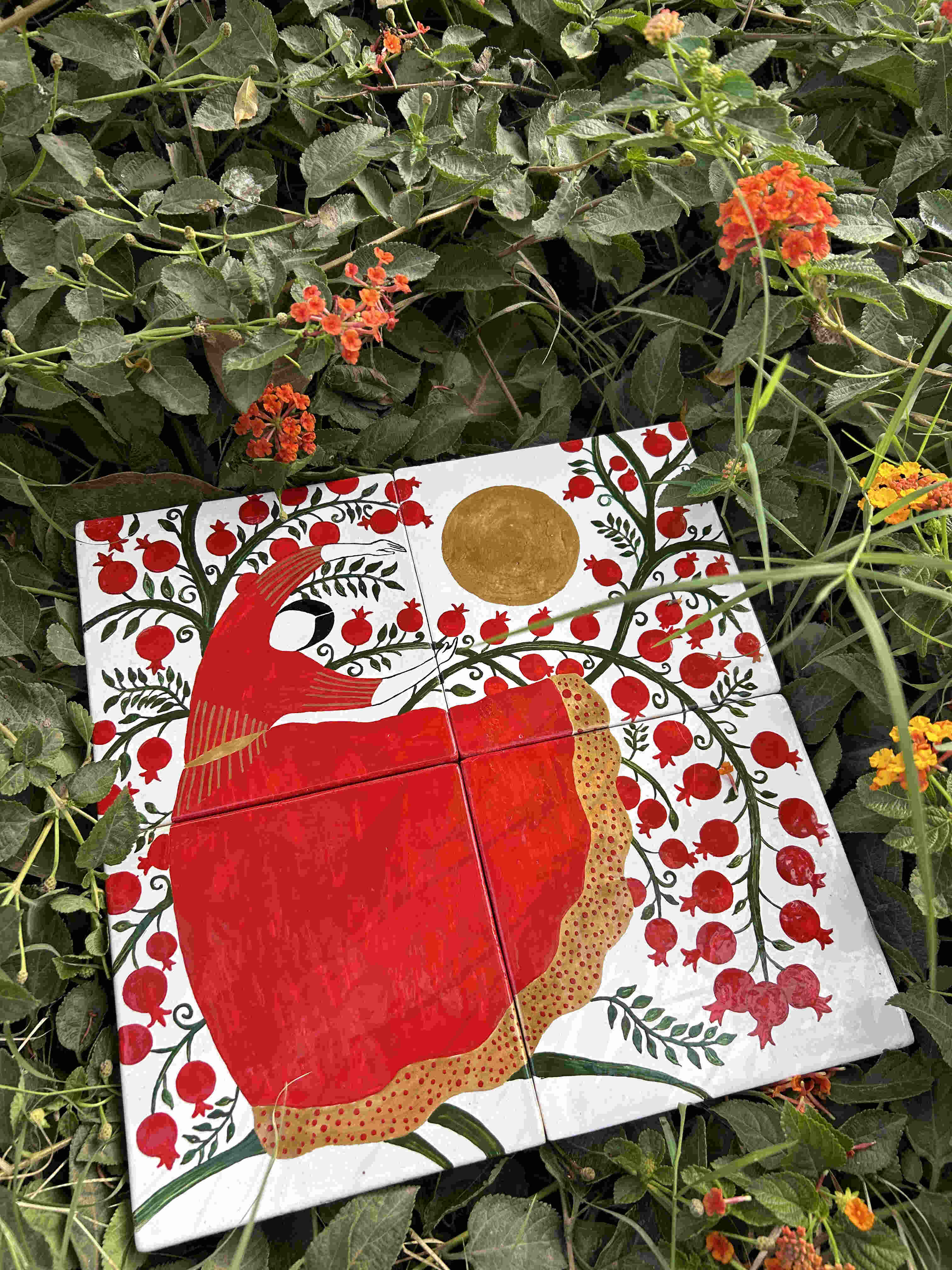 Ceramic Wall Panel-Pomegranate Tree 1