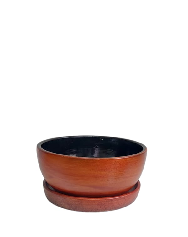 Brown Decorative Plant Pot with Plate - 25 cm 0
