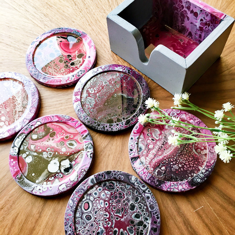 Acrylic pouring Tea Coaster Set 0