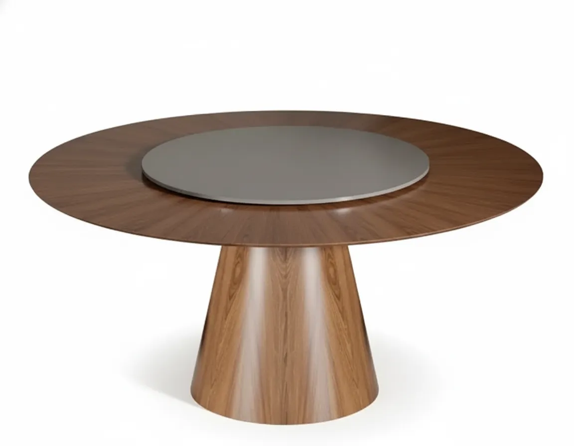 طاولة طعام أوربيت دائرية بتشطيب قشرة الجوز 0