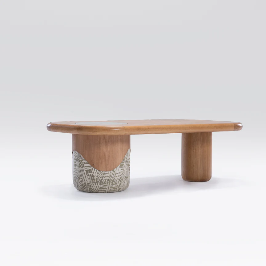 Jamila Beech Wood Coffee Table With Glass Top 4