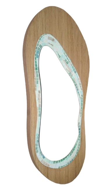 Mosaic Mirror – Free-Form Design With Wooden Frame 0