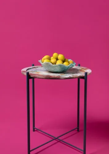 Galactic Side Table - Marble Top and Sleek Base - Round 1