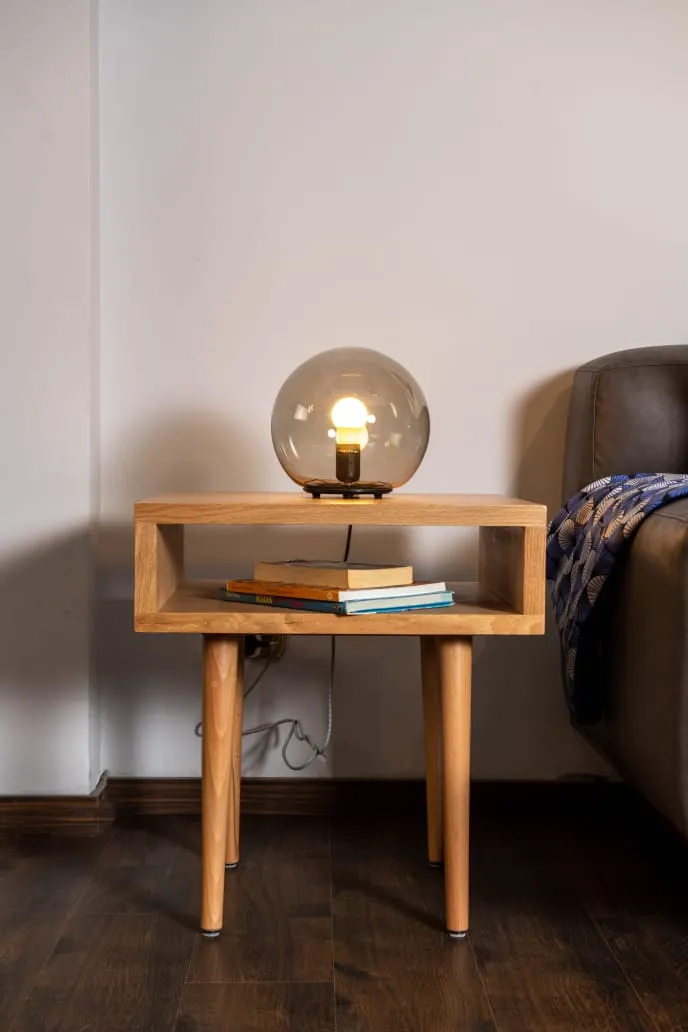 Open Box Night Table With Open Shelf & Slanted Legs 1