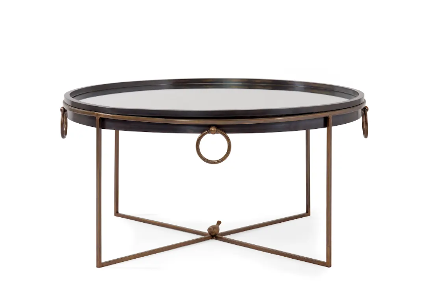 Round Brass Table With Chains - Intersecting Legs 0