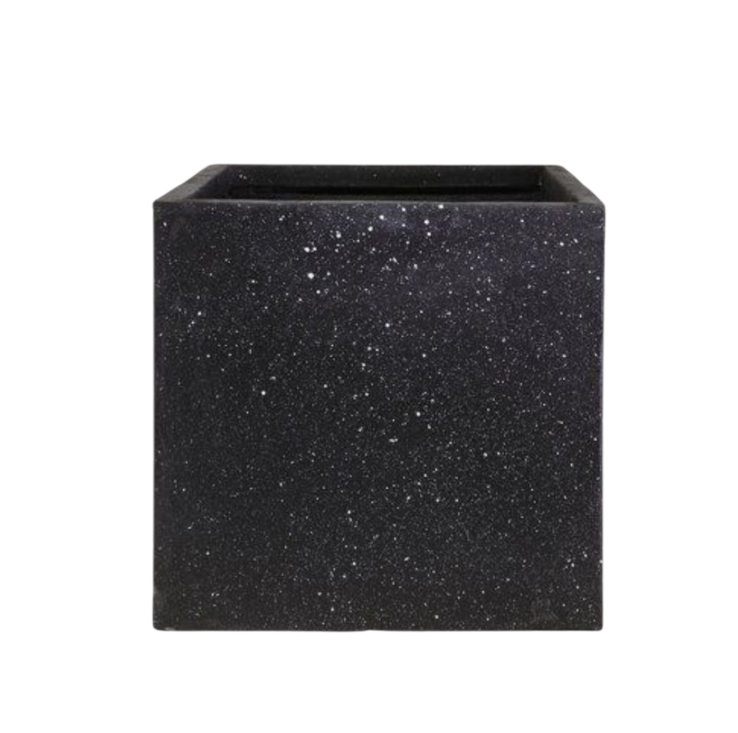 Black Terrazzo Cube Fiberglass Pot 0