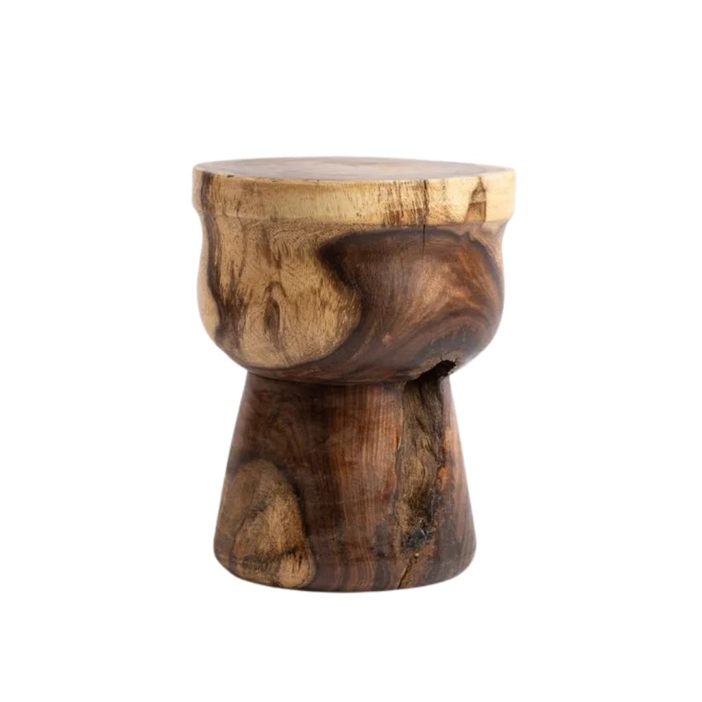 Drum Side Table - All Wood Extinctive Design - Round Top 0